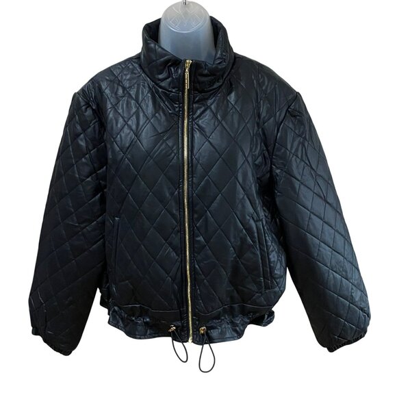NWT Marc New York Black Quilted Jacket Size M Drawstring Waistline - Picture 2 of 8